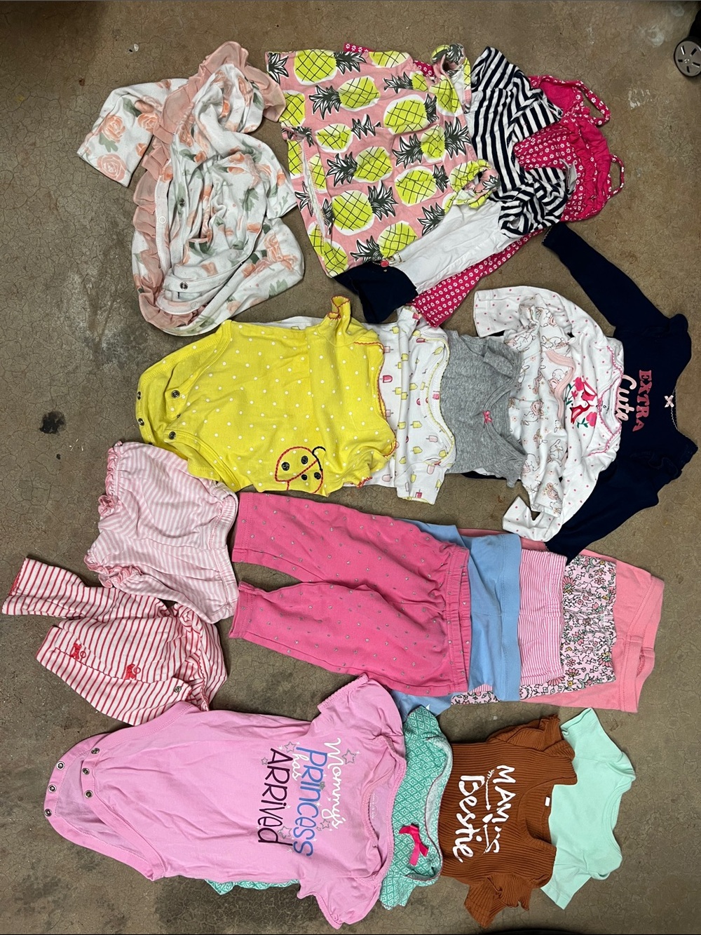 Mixed Baby Girl Clothing Lot Pink Yellow Teal Navy